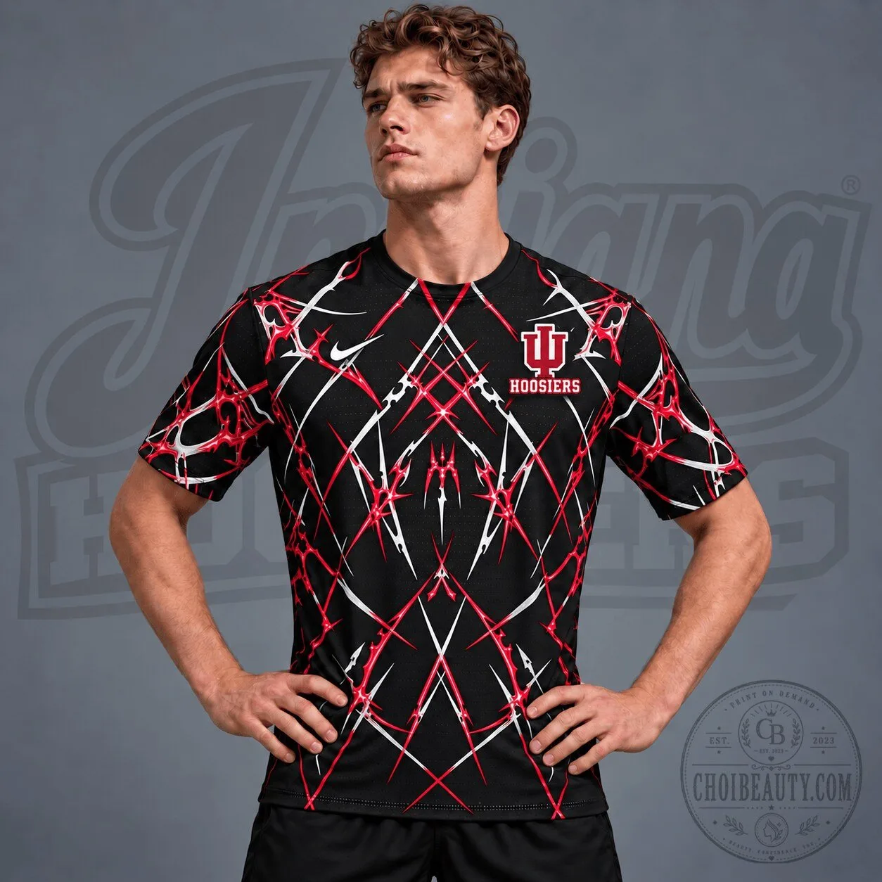 Indiana Hoosiers Razor Web Performance Crewneck Short Sleeve T-Shirt 3 Indiana Hoosiers Razor Web Performance Crewneck Short Sleeve T-Shirt