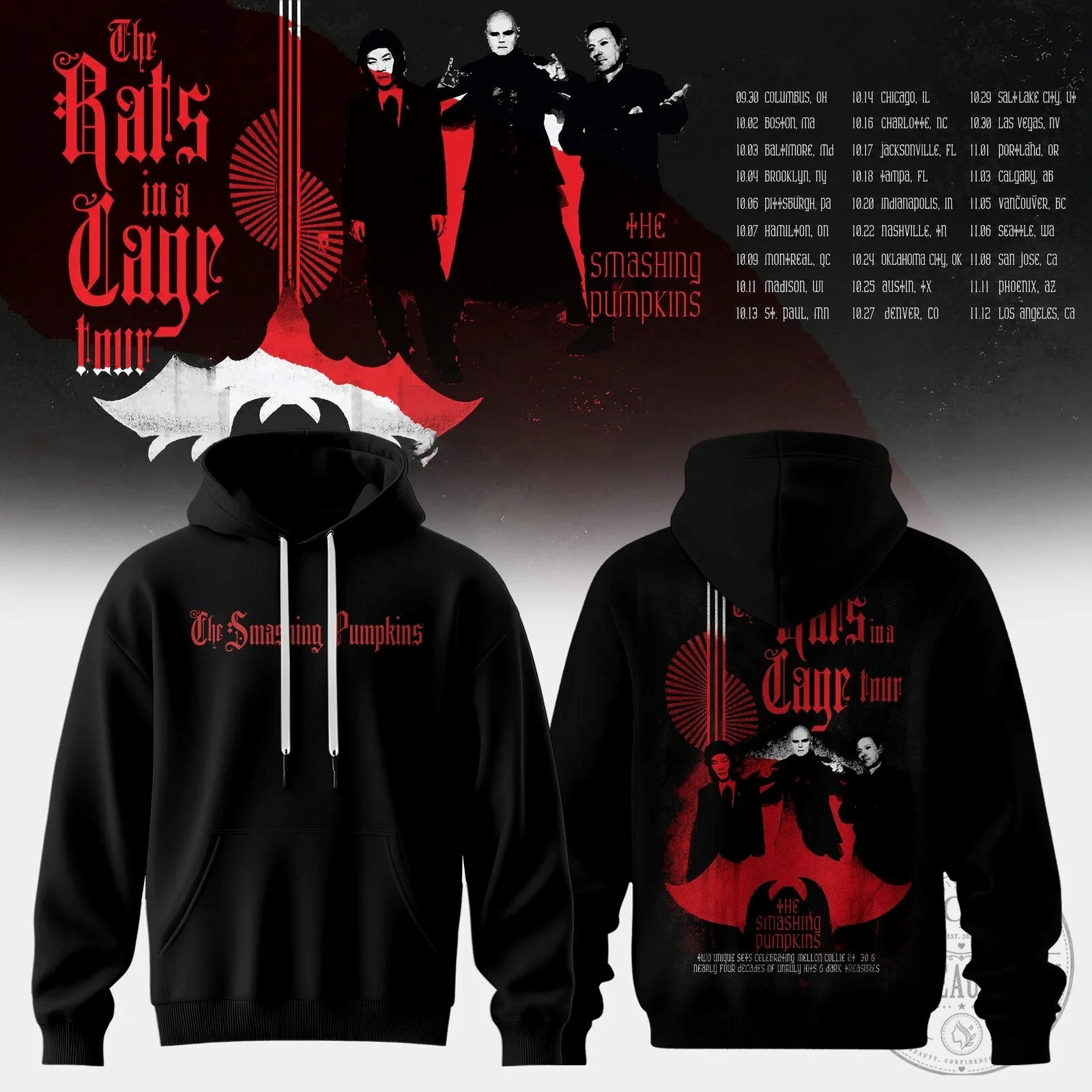 Black Hoodie for The Smashing Pumpkins' 2026 Rats in a Cage Tour 2 Black Hoodie for The Smashing Pumpkins' 2026 Rats in a Cage Tour