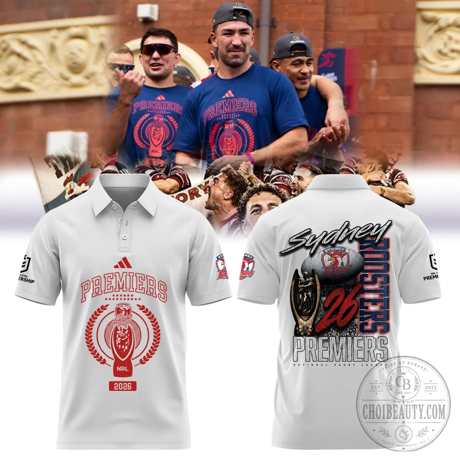 2026 Polo Shirt Celebrating Sydney Roosters NRL Premiership Victory