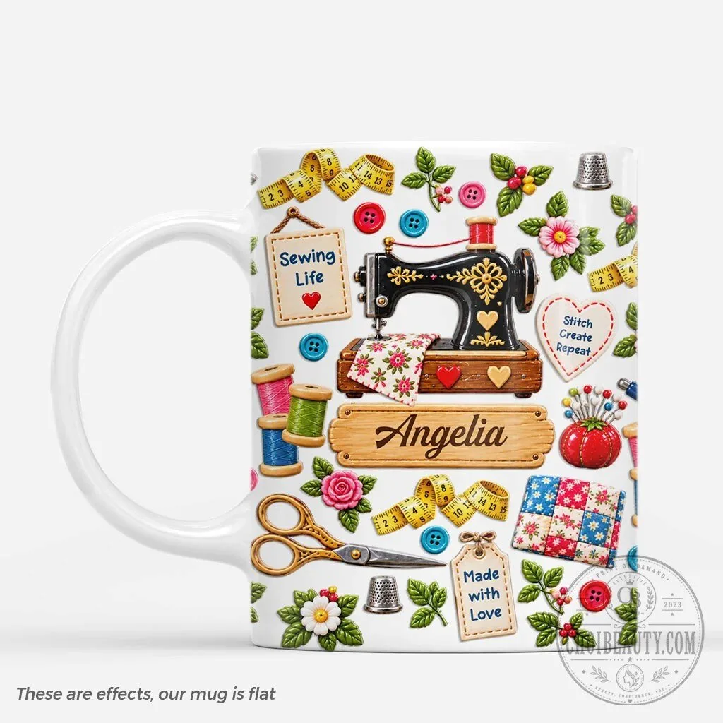 Personalized Sewing Life Coffee Mug for Seamstress or Quilter 1 Personalized Sewing Life Coffee Mug for Seamstress or Quilter
