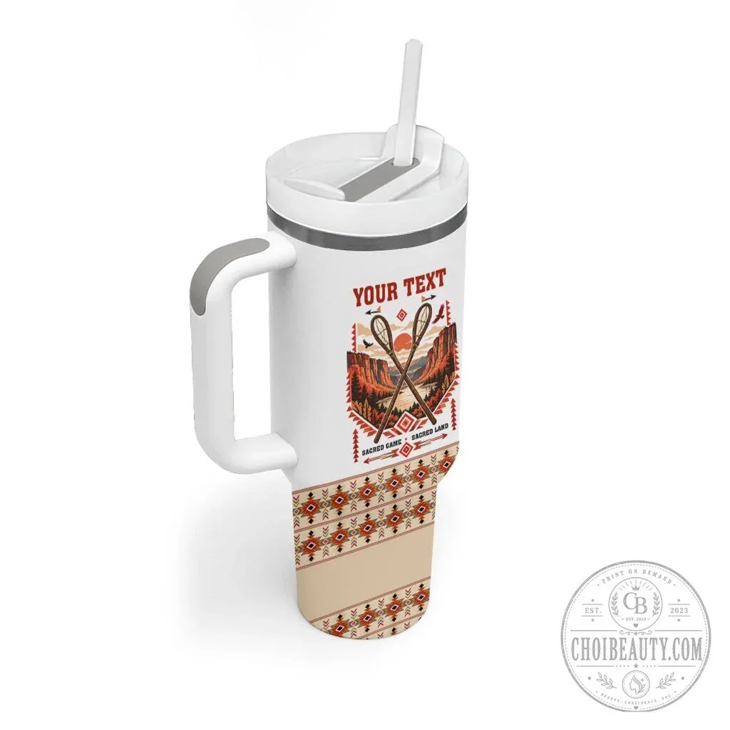Chahta Yakni Stickball Heritage Tumbler With Handle Native American Tribal Landscape 11 Chahta Yakni Stickball Heritage Tumbler With Handle Native American Tribal Landscape