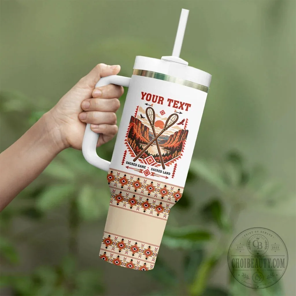Chahta Yakni Stickball Heritage Tumbler With Handle Native American Tribal Landscape 12 Chahta Yakni Stickball Heritage Tumbler With Handle Native American Tribal Landscape