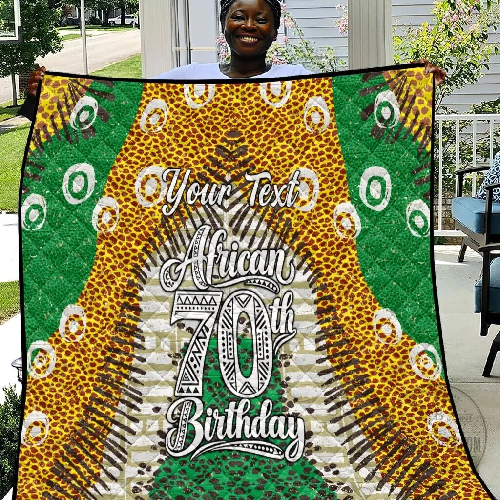 Personalized African 70th Birthday Tribal Animal Print Heritage Pattern Quilt