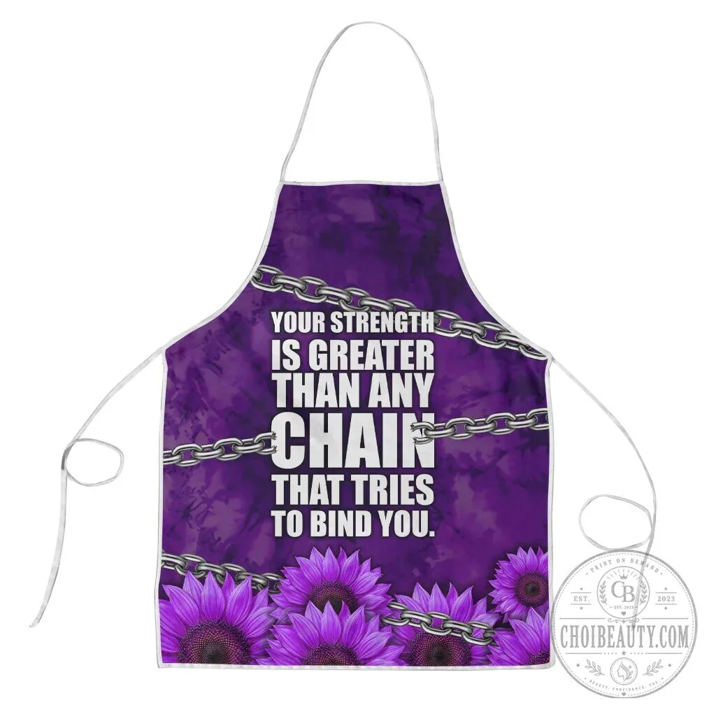Domestic Violence Awareness Purple Sunflower Strength Quote Apron 6 Domestic Violence Awareness Purple Sunflower Strength Quote Apron