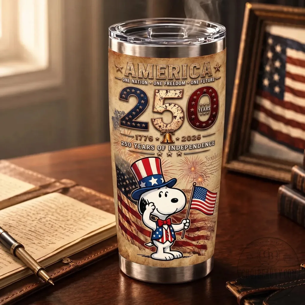 Snoopy 250 Years of American Independence Commemorative Stainless Steel Tumbler Snoopy 250 Years of American Independence Commemorative Stainless Steel Tumbler