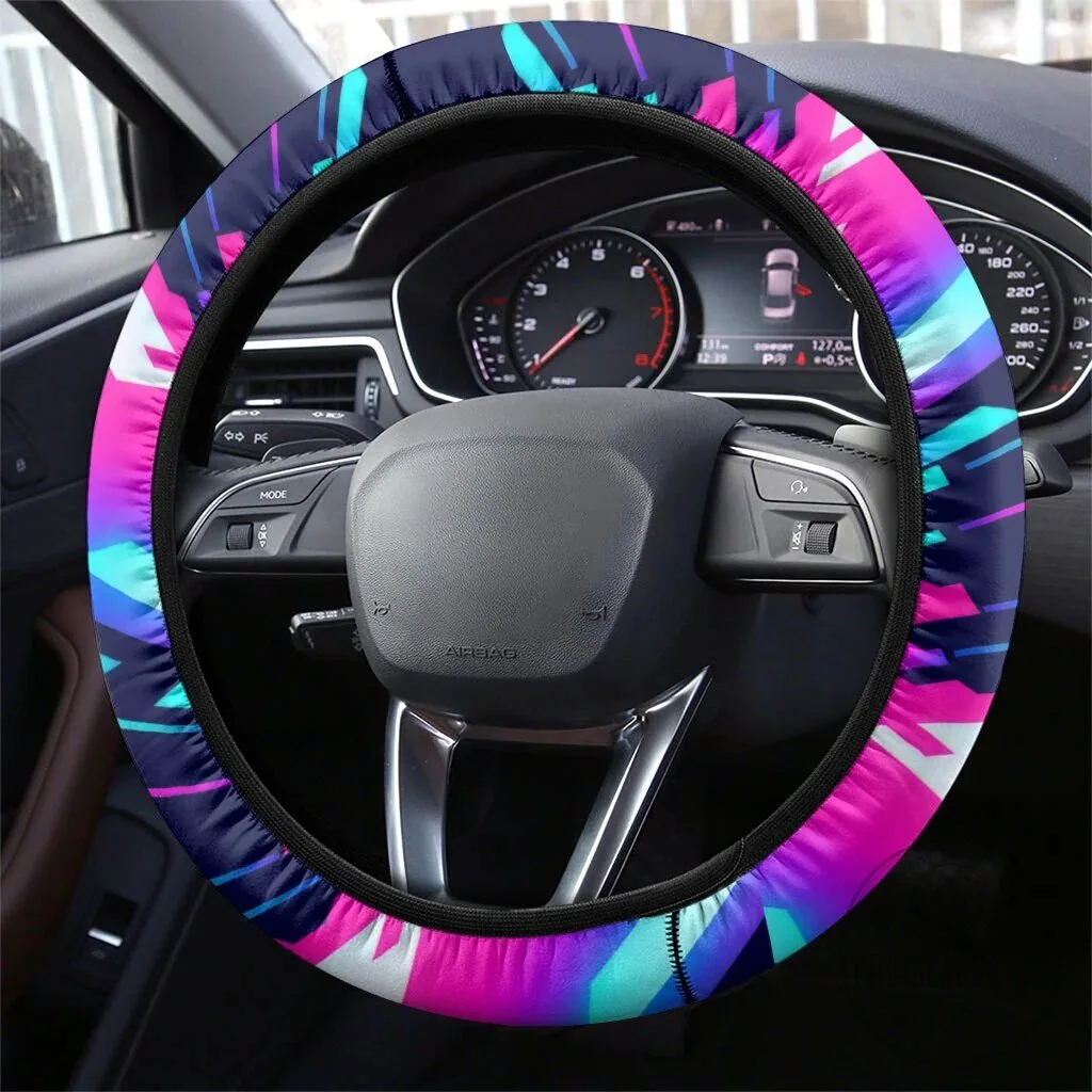 Cyberpunk Abstract Rainbow Trout Fisherman Steering Wheel Cover 3 Cyberpunk Abstract Rainbow Trout Fisherman Steering Wheel Cover