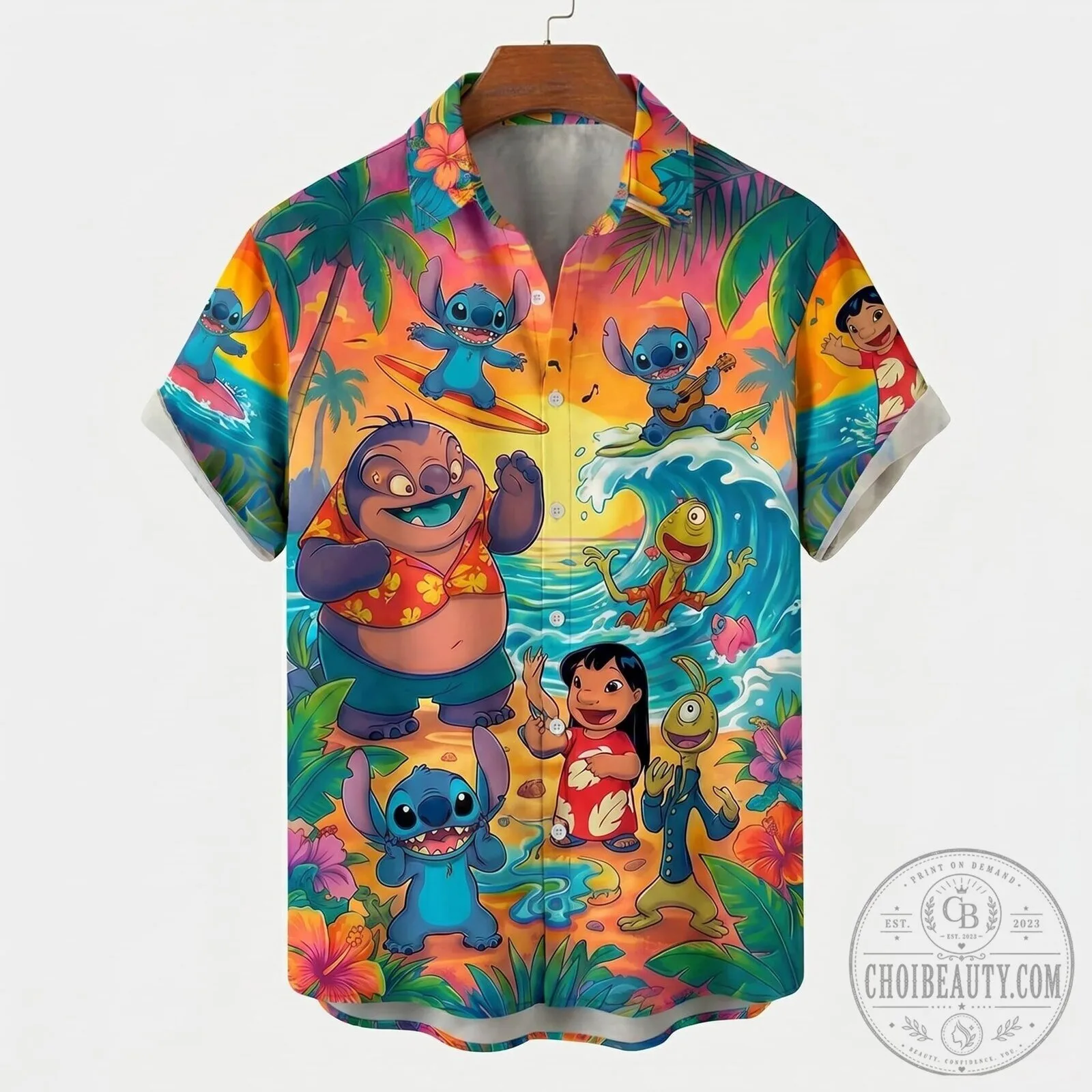 Lilo and Stitch Tropical Sunset Hawaiian Shirt
