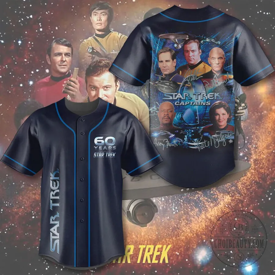 Star Trek 60 Years Captains Sci-Fi Movie Fan Baseball Jersey