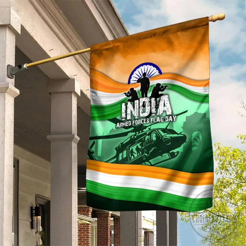 India Armed Forces Flag Day Patriotic Indian Military Silhouette House Flag