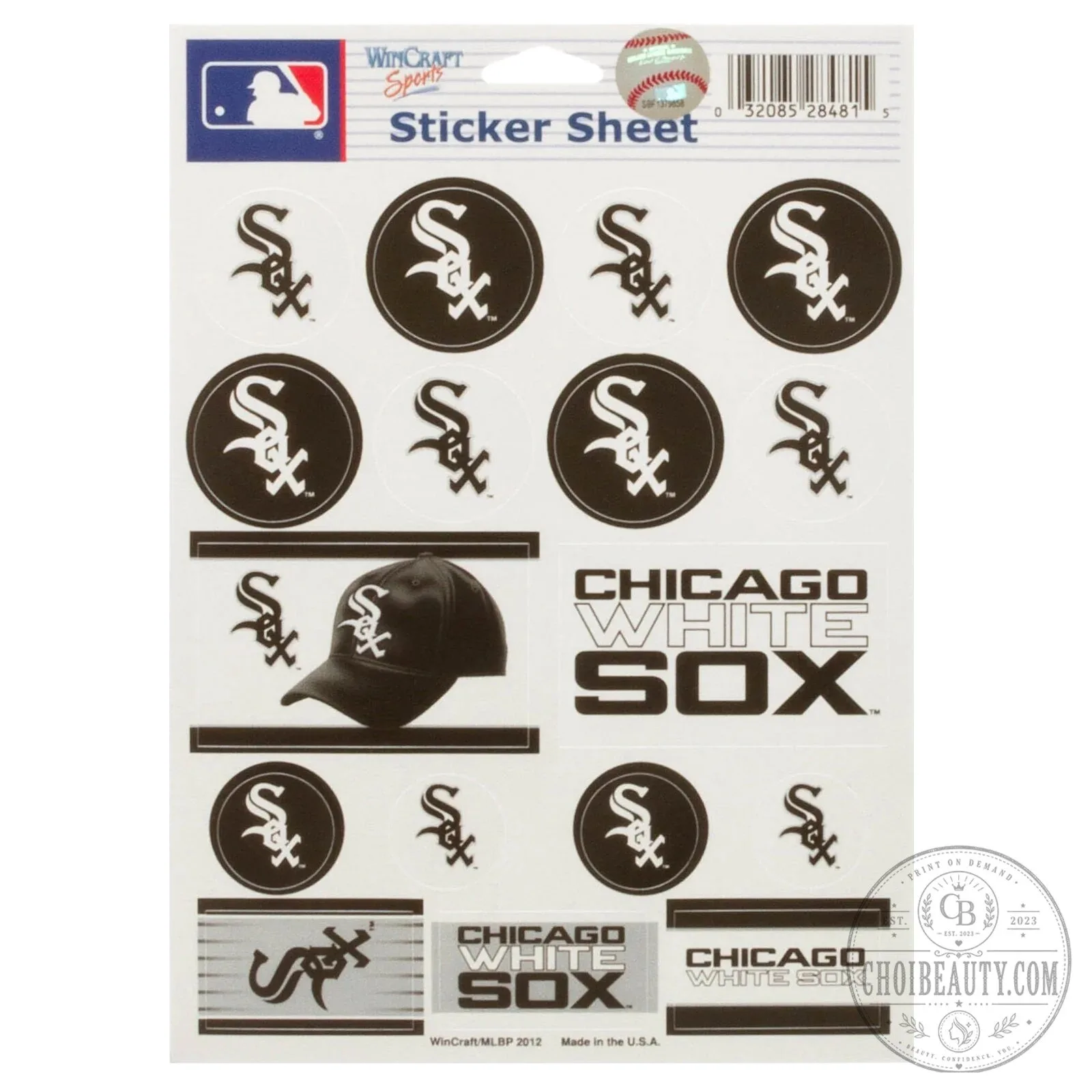 Chicago White Sox MLB Baseball Team Logo and Wordmark Vinyl Sticker Sheet