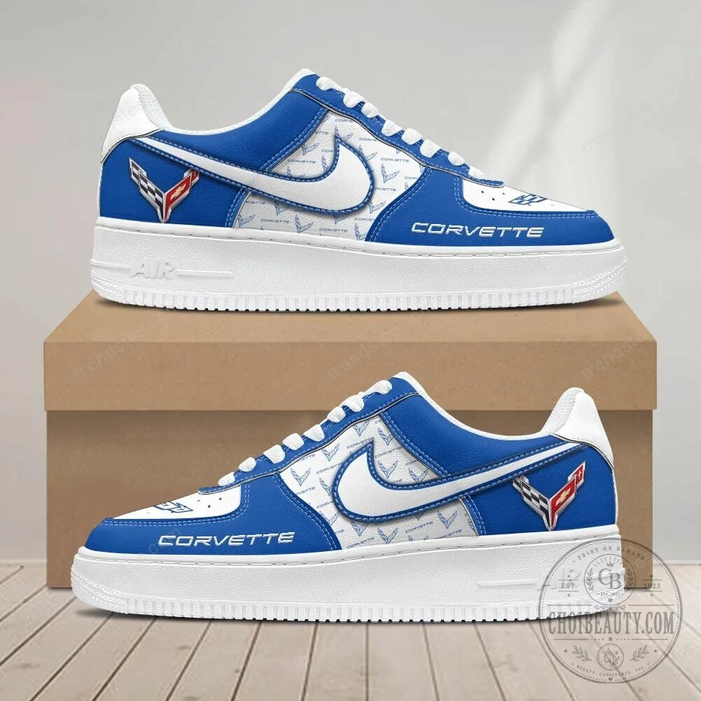 Corvette Blue and White Patterned Sports Sneakers Shoes 19 Corvette Blue and White Patterned Sports Sneakers Shoes