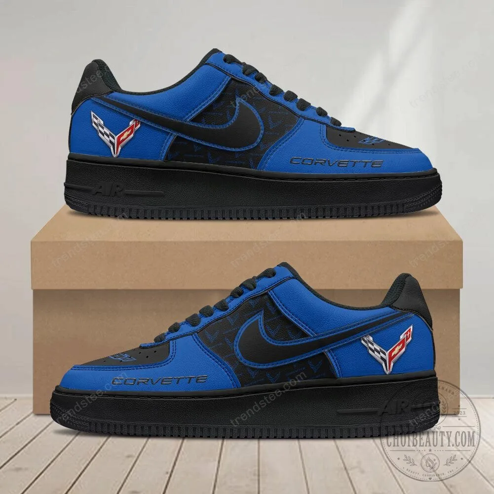 Corvette Blue and White Patterned Sports Sneakers Shoes 32 Corvette Blue and White Patterned Sports Sneakers Shoes