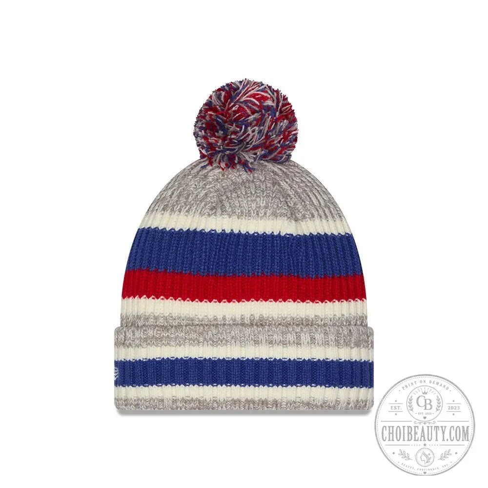 Chicago Cubs New Era Crawl Bear Striped Knit Pom Beanie Hat 9 Chicago Cubs New Era Crawl Bear Striped Knit Pom Beanie Hat