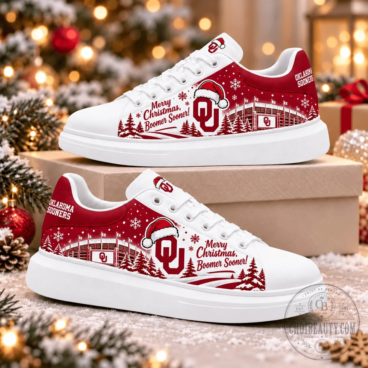 Oklahoma Sooners Merry Christmas Boomer Sooner Holiday Shoes 15 Oklahoma Sooners Merry Christmas Boomer Sooner Holiday Shoes