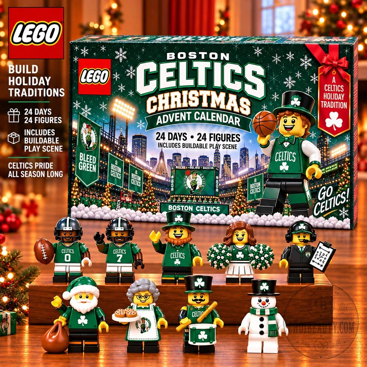 Boston Celtics LEGO Christmas Advent Calendar with 24 Figures and Play Scene