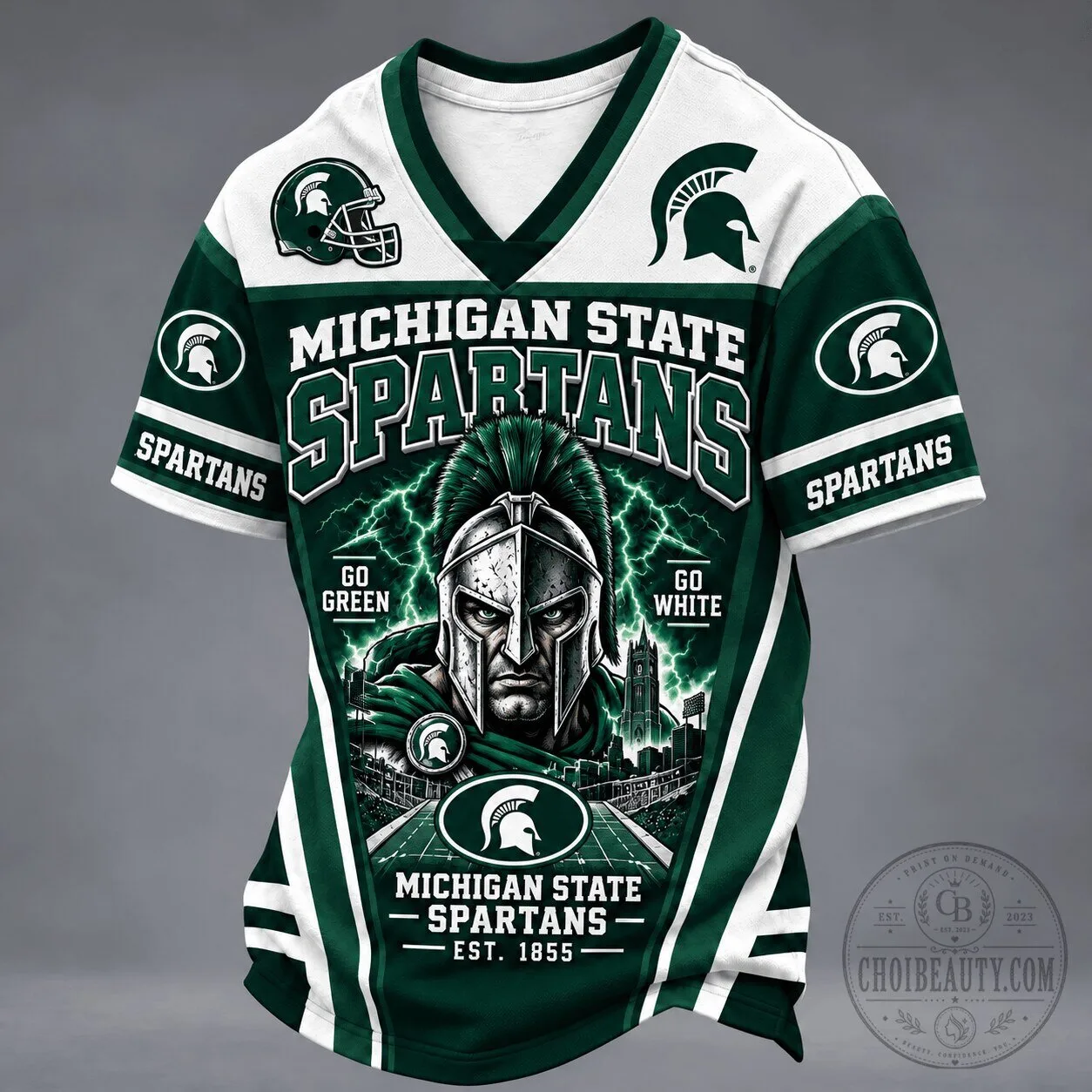 Michigan State Spartans Football Team Spirit V-Neck T-Shirt