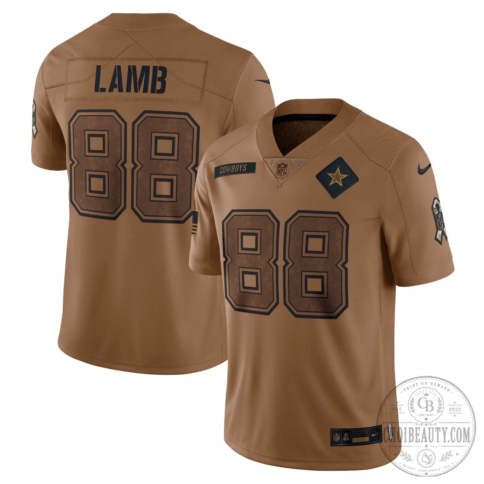 CeeDee Lamb Dallas Cowboys Salute To Service Brown Football Jersey