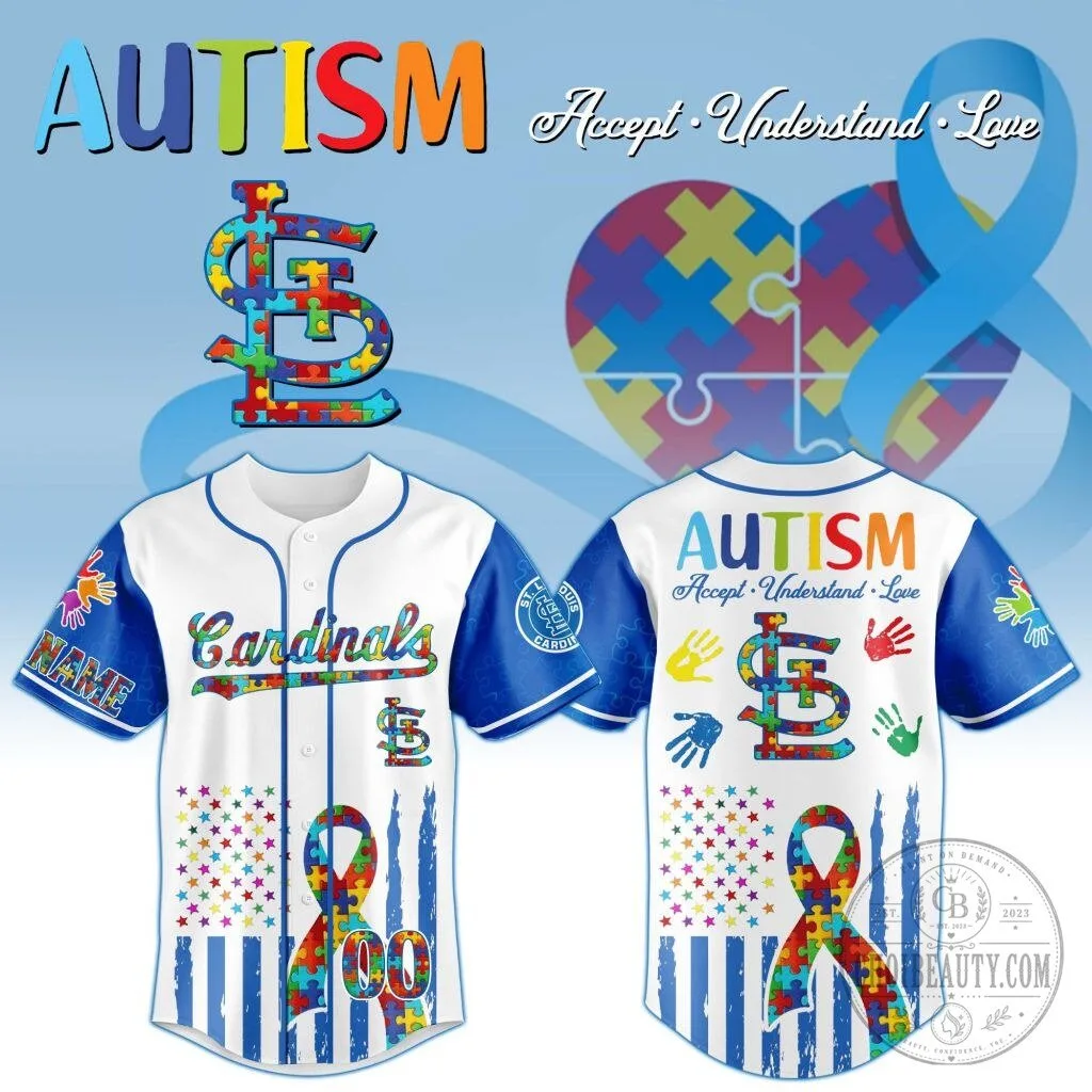 St. Louis Cardinals Autism Awareness Accept Understand Love Baseball Jersey