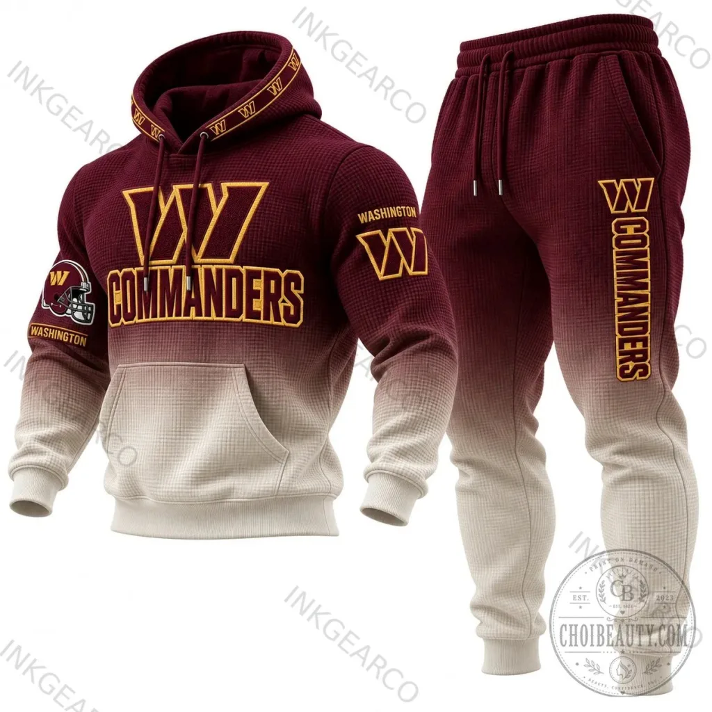 Gradient Waffle Knit Hoodie for Washington Commanders Football Team Gradient Waffle Knit Hoodie for Washington Commanders Football Team