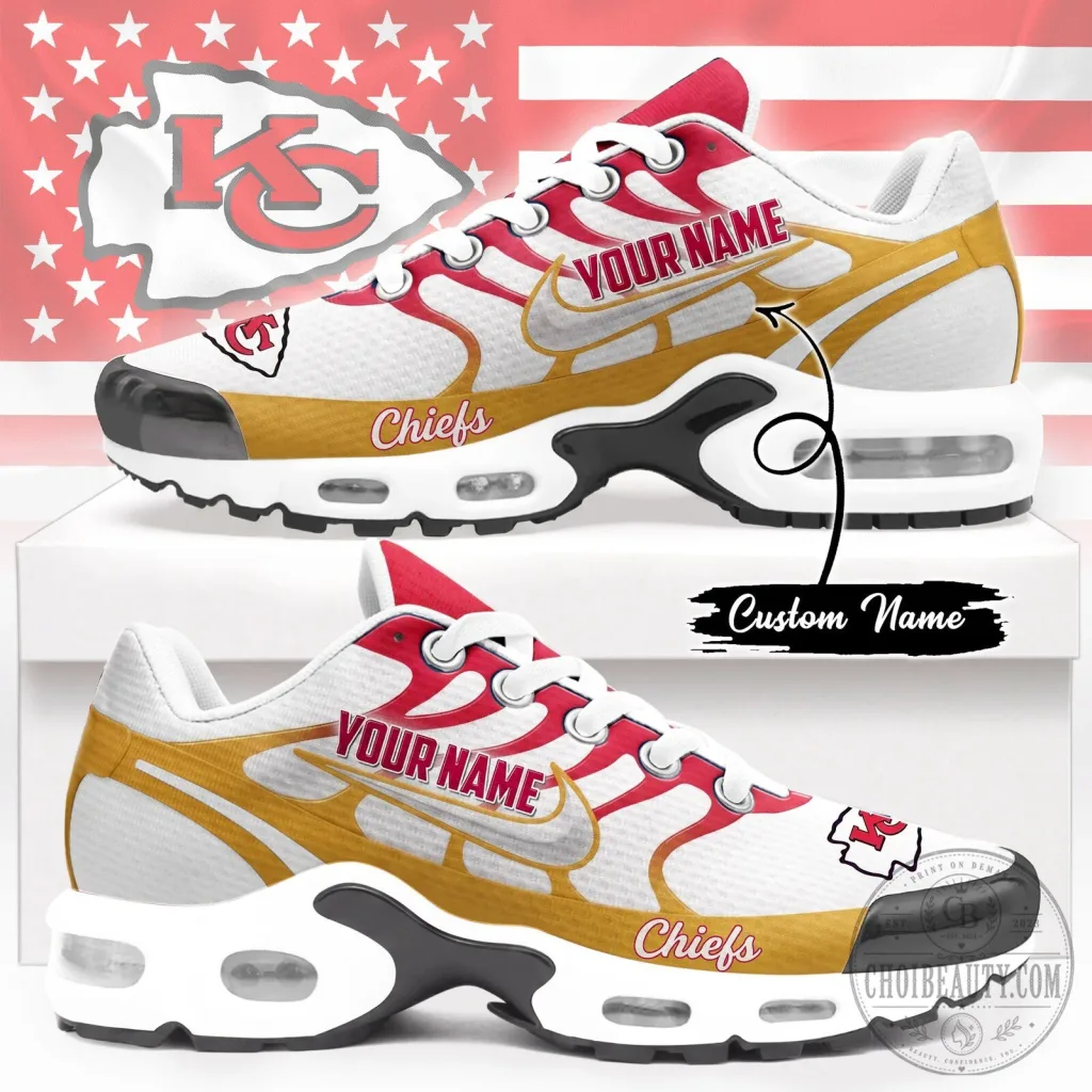 Kansas City Chiefs Personalized White and Red NFL Custom Name Shoes Kansas City Chiefs Personalized White and Red NFL Custom Name Shoes