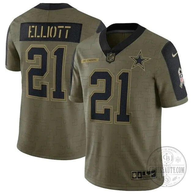 Dallas Cowboys Ezekiel Elliott Salute To Service NFL Football Jersey