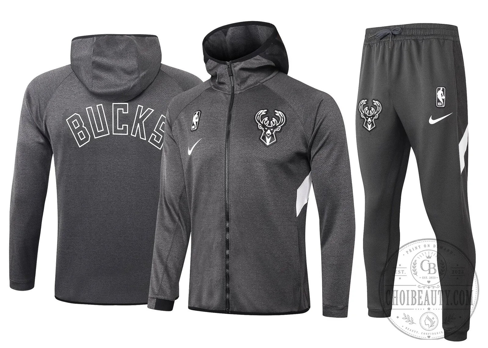 Milwaukee Bucks NBA Therma Flex Black Training Hoodie and Sweatpants Set