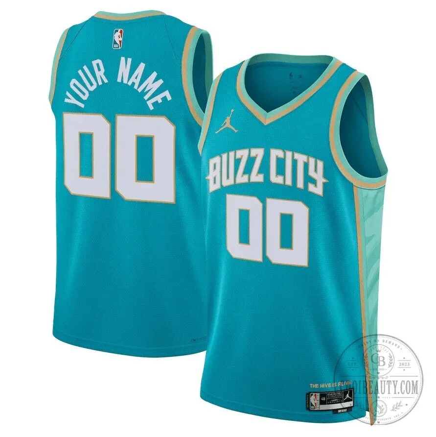 Charlotte Hornets Buzz City Edition Teal Blue Basketball Jersey