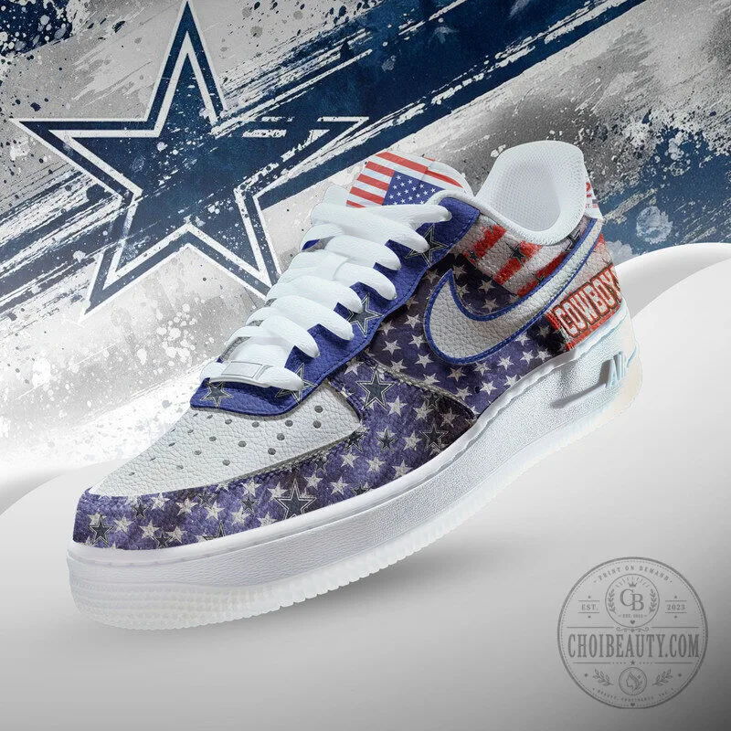Dallas Cowboys American Flag Patriotic Star Pattern Custom Sneakers Shoes