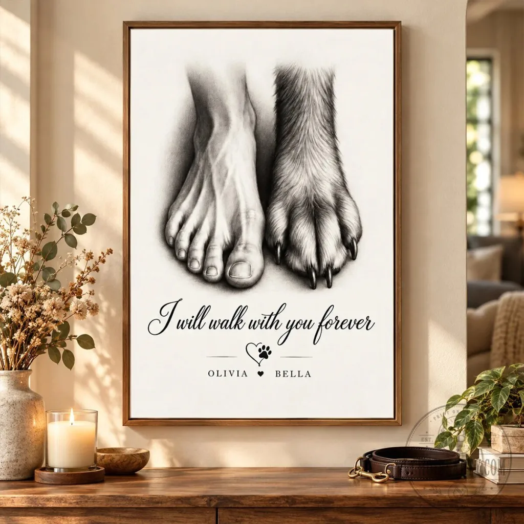 Personalized Pet Memorial I Will Walk With You Forever Dog Cat Sympathy Poster Personalized Pet Memorial I Will Walk With You Forever Dog Cat Sympathy Poster