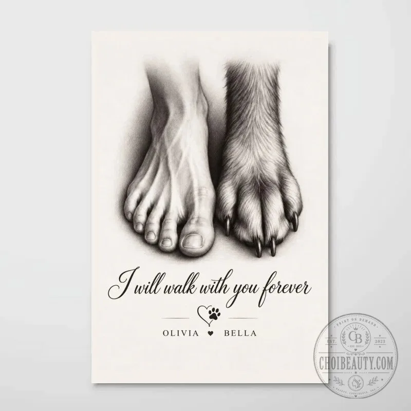 Personalized Pet Memorial I Will Walk With You Forever Dog Cat Sympathy Poster 21 Personalized Pet Memorial I Will Walk With You Forever Dog Cat Sympathy Poster