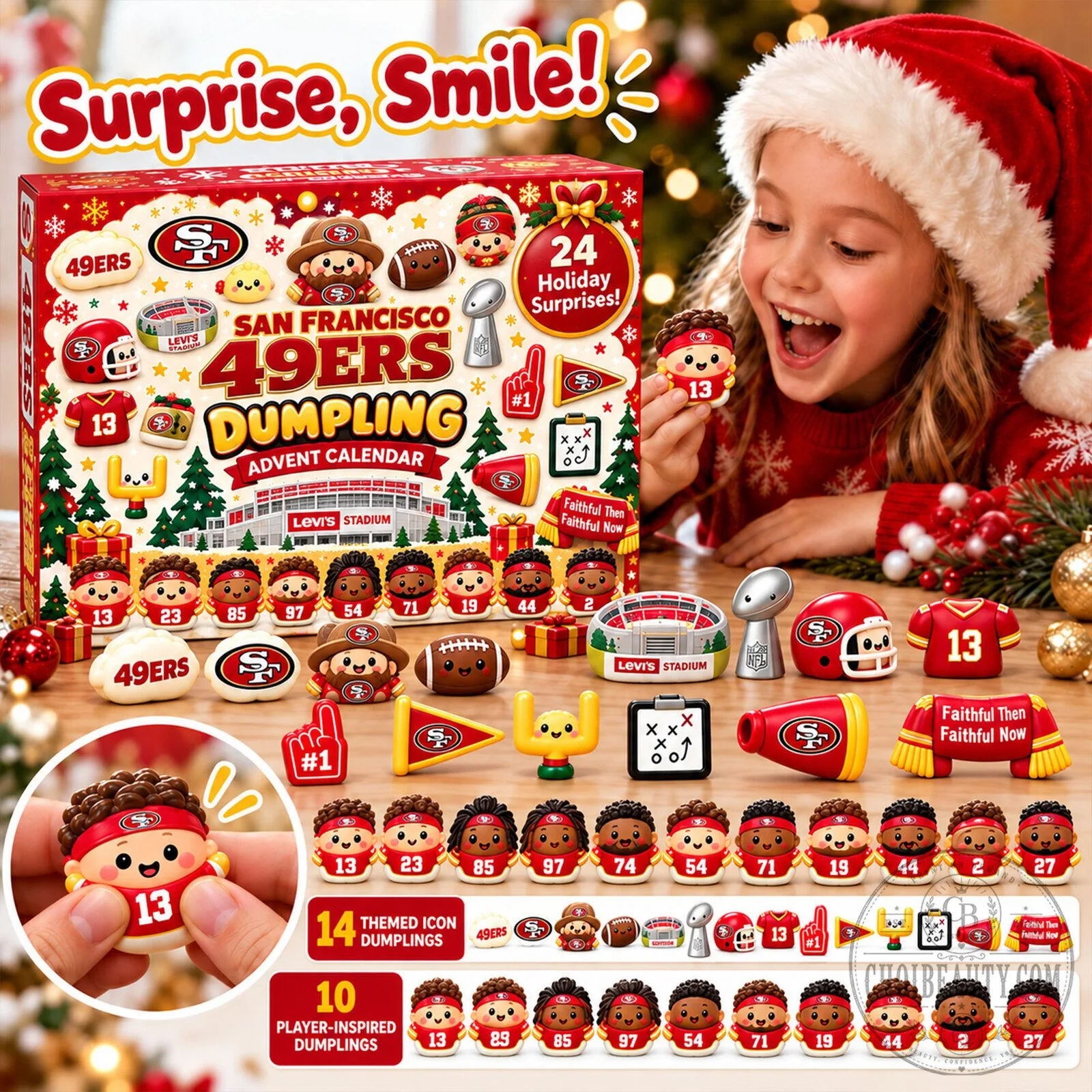 San Francisco 49ers Squishies Advent Calendar with 24 Holiday Surprises