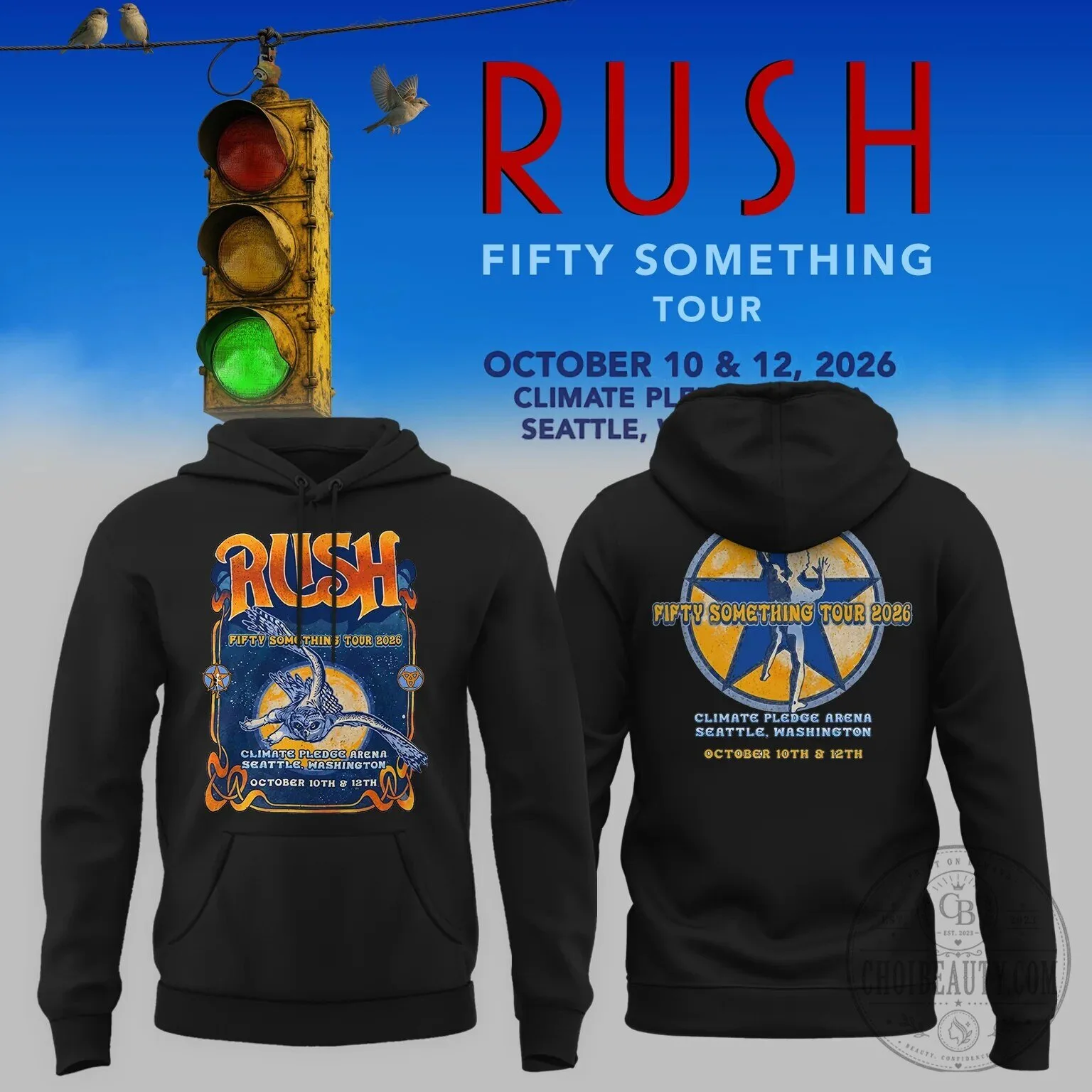 Rush Fifty Something Tour 2026 Climate Pledge Arena Seattle Black Hoodie