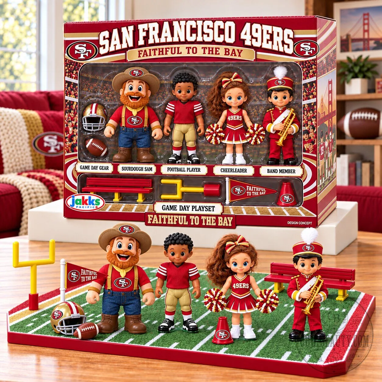 San Francisco 49ers Faithful To The Bay Game Day Playset Figurine Set