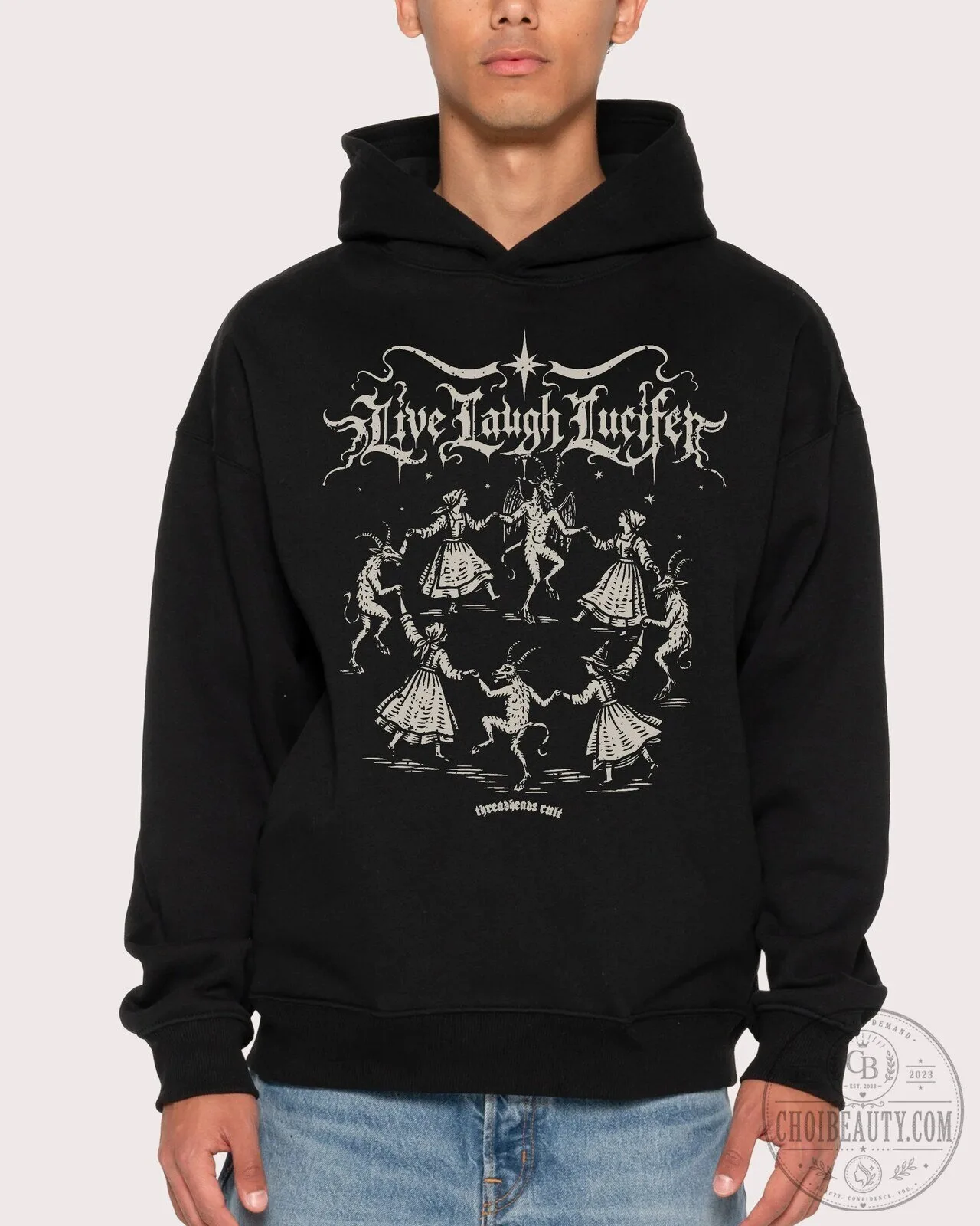 Live Laugh Lucifer Baphomet Dancing Witches Occult Black Hoodie 2 Live Laugh Lucifer Baphomet Dancing Witches Occult Black Hoodie