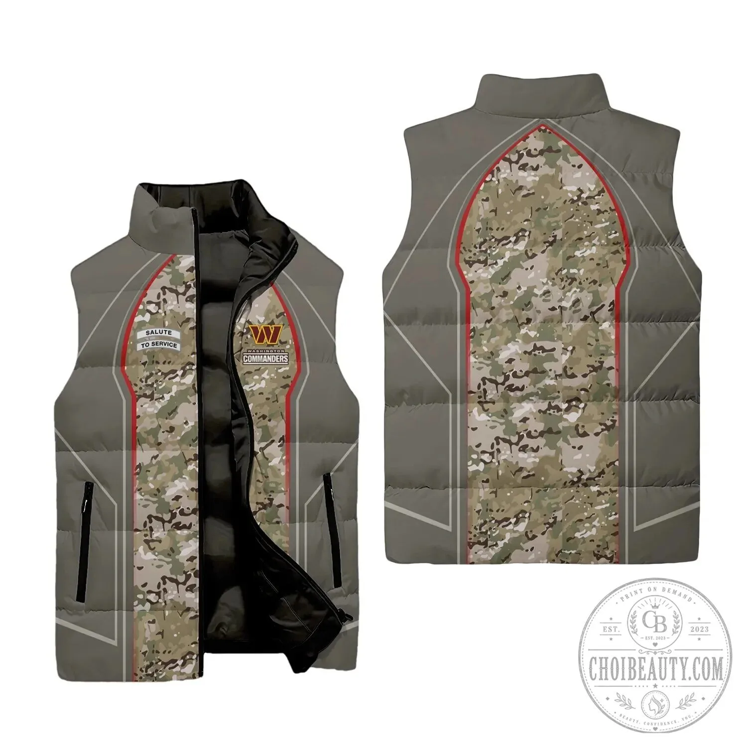 Washington Commanders Salute To Service Camouflage Puffer Jacket