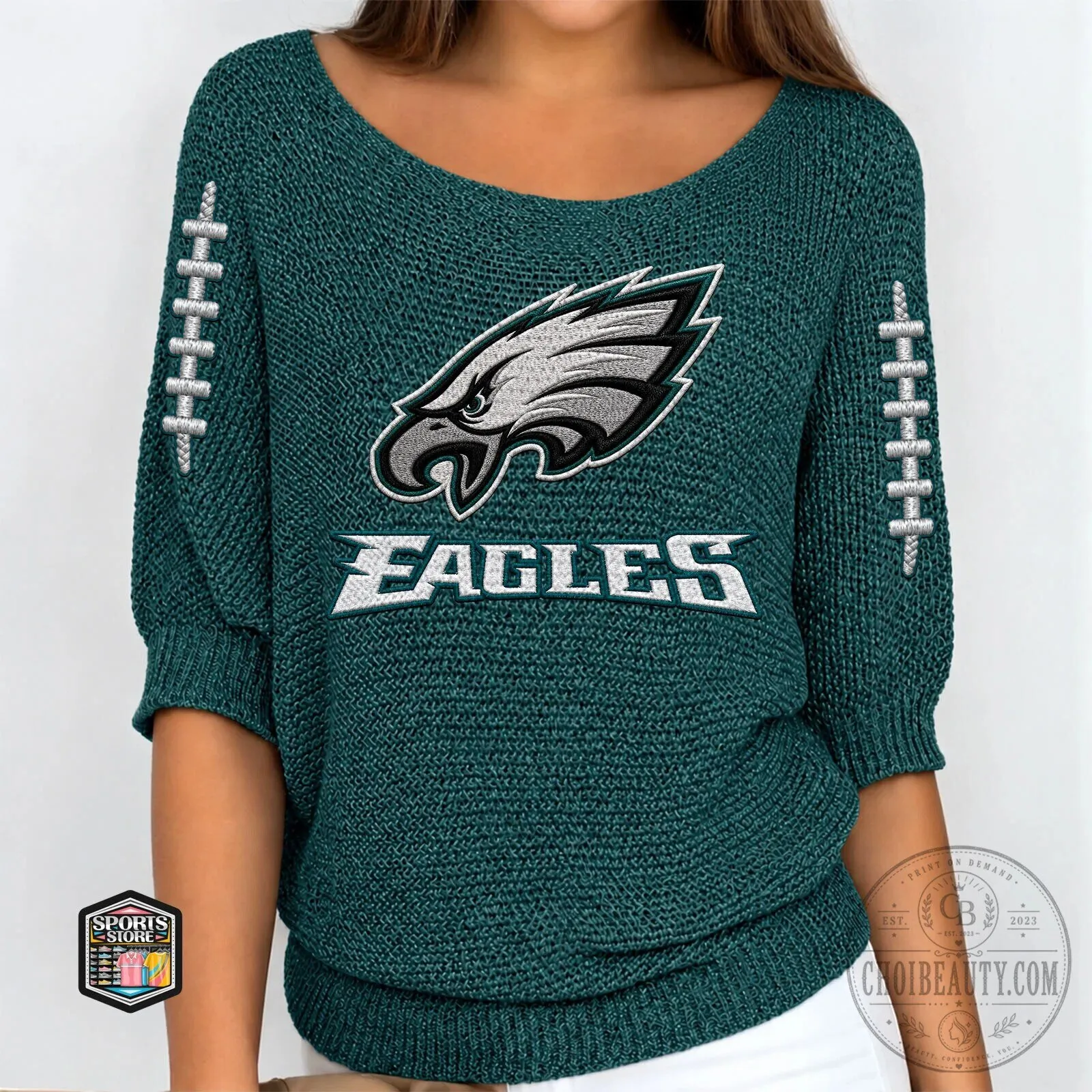 Philadelphia Eagles Football Team Logo Womens Knitted Sweater Top