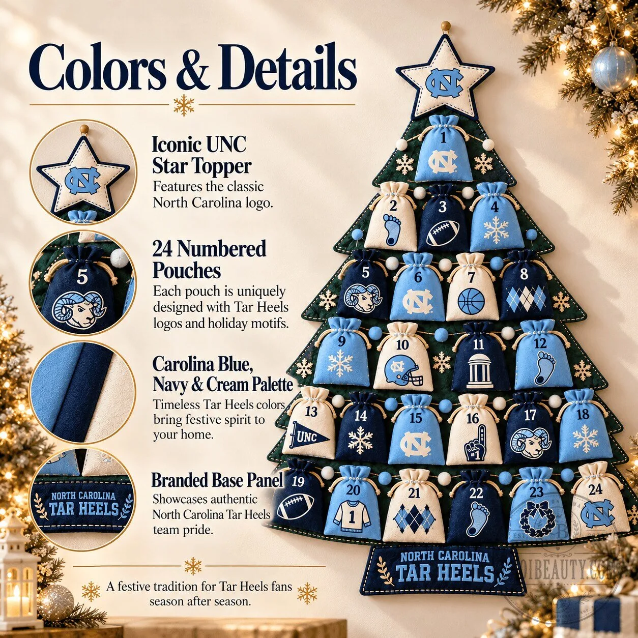 North Carolina Tar Heels Christmas Tree Advent Countdown Calendar 1 North Carolina Tar Heels Christmas Tree Advent Countdown Calendar
