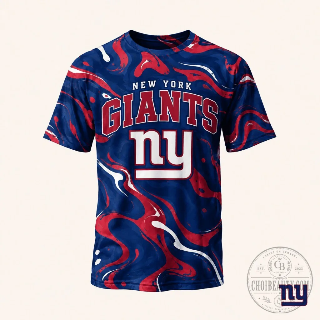 New York Giants NFL Fan Shirt Premium Hydro Swirl Design T-Shirt New York Giants NFL Fan Shirt Premium Hydro Swirl Design T-Shirt