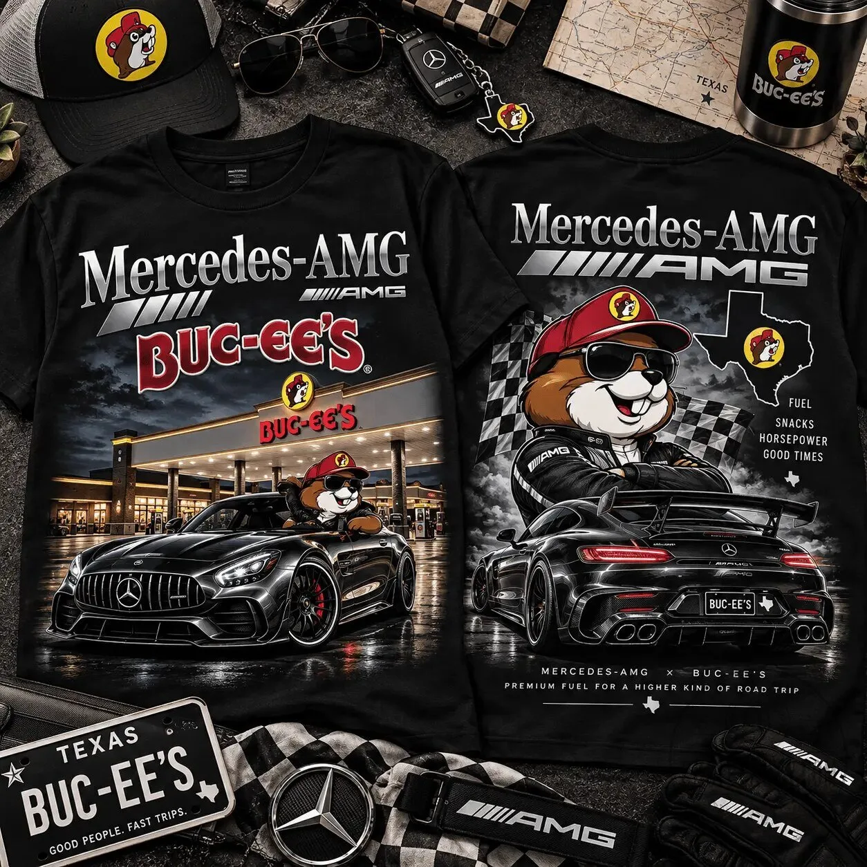 Buc-ee’s Mercedes-AMG Night Drive Road Trip T-Shirt for Fans