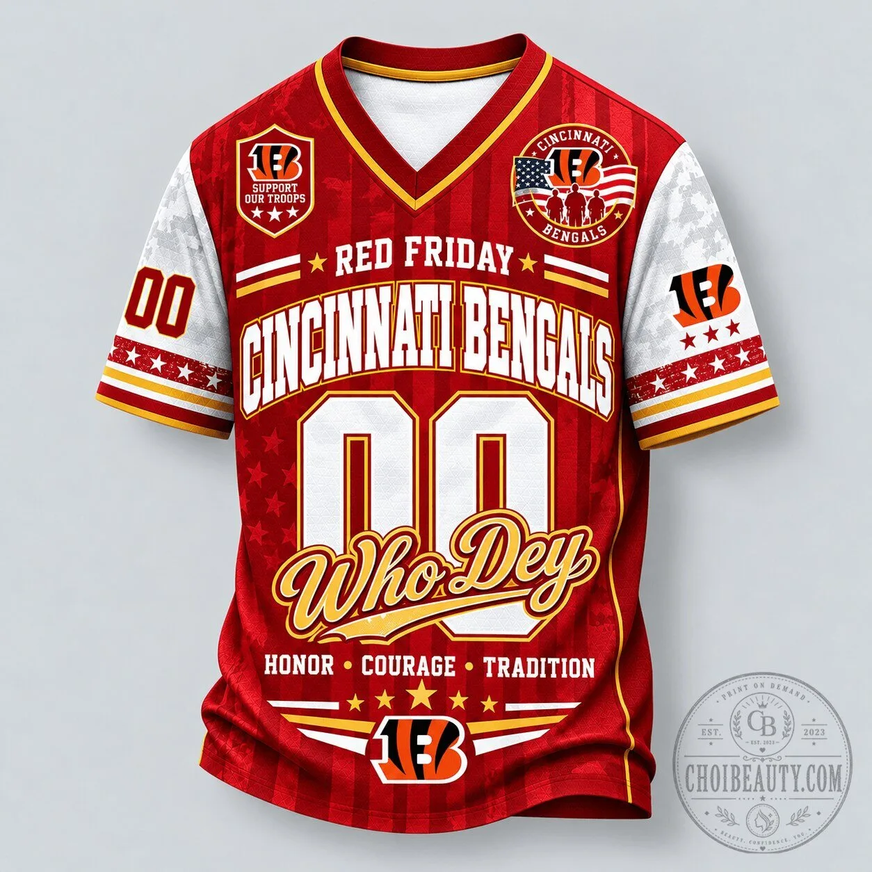 Cincinnati Bengals Red Friday Support Our Troops Football Jersey