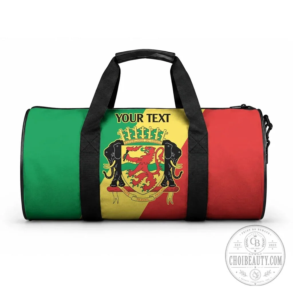 Republic of the Congo Flag Personalized Duffle Bag with Custom Text 6 Republic of the Congo Flag Personalized Duffle Bag with Custom Text