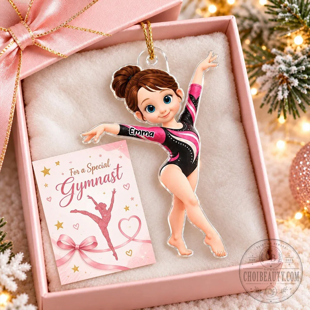 Personalized Gymnast Girl Christmas Ornament - Custom Name Acrylic Holiday Decoration 1 Personalized Gymnast Girl Christmas Ornament - Custom Name Acrylic Holiday Decoration