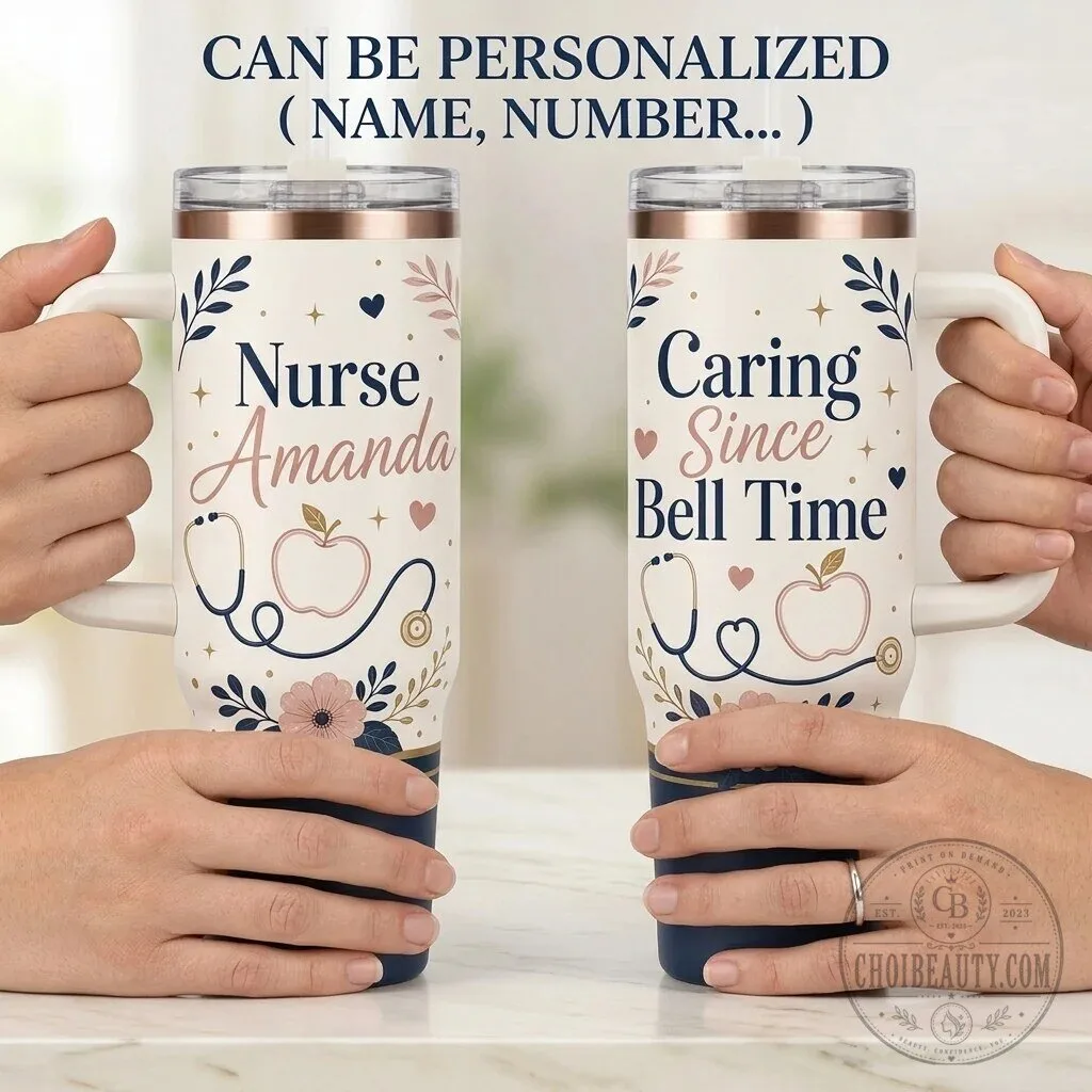Personalized Nurse 40oz Tumbler with Handle, Custom Name Healthcare Gift