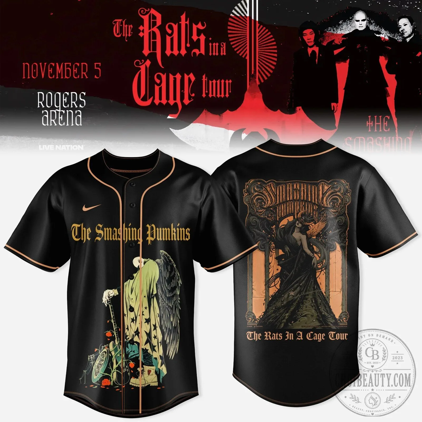 Black Baseball Jersey for The Smashing Pumpkins The Rats In A Cage Tour 1 Black Baseball Jersey for The Smashing Pumpkins The Rats In A Cage Tour