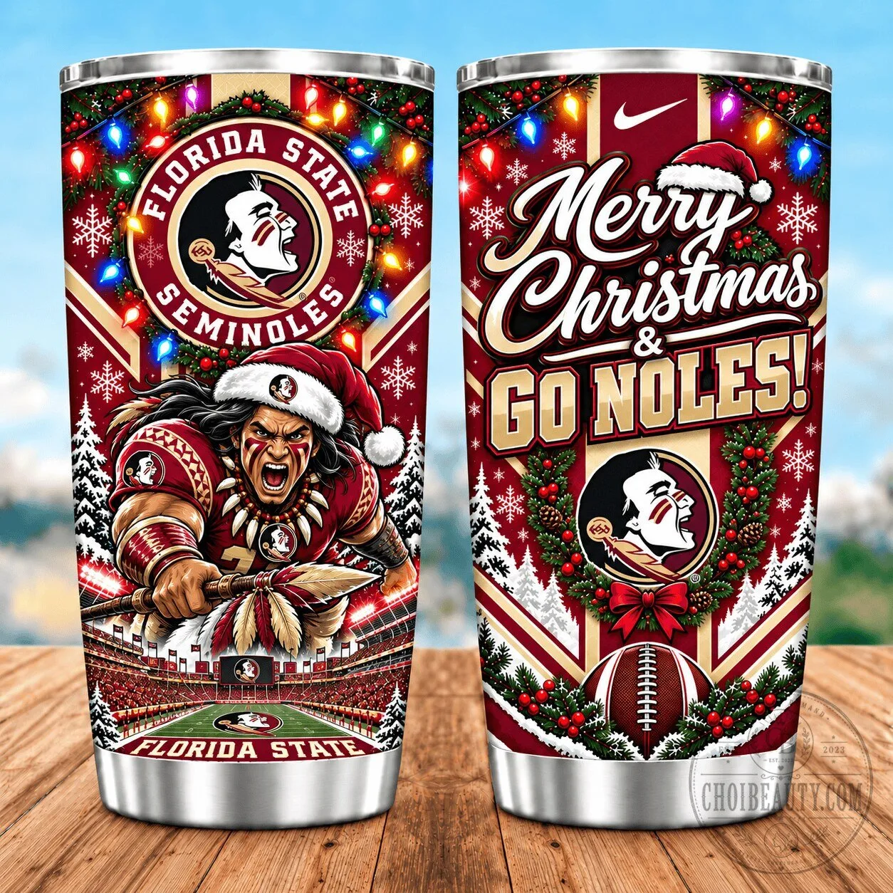 Florida State Seminoles Christmas Spirit Stainless Steel Insulated Tumbler