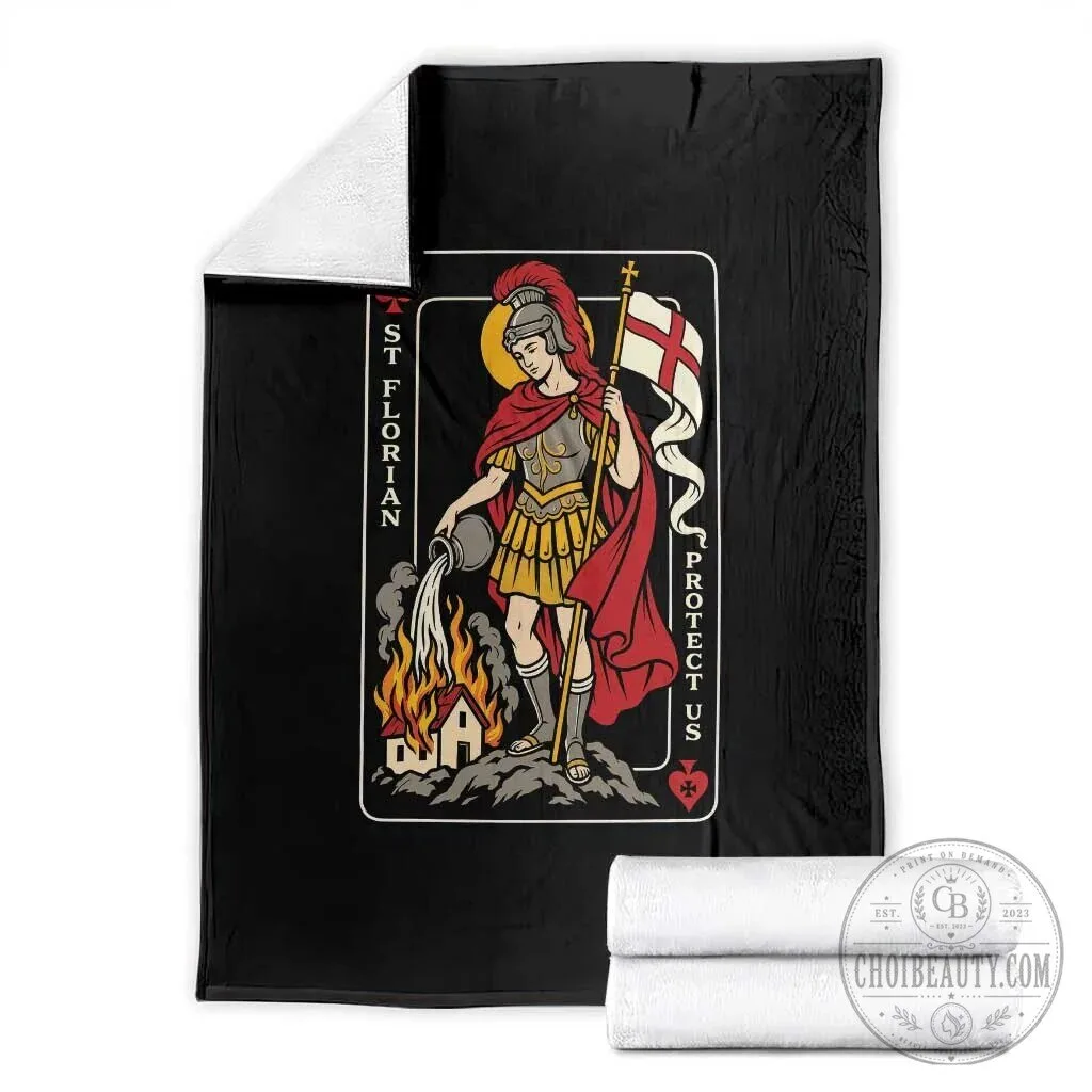 Saint Florian Firefighter Patron Saint Protect Us Playing Card Throw Blanket 1 Saint Florian Firefighter Patron Saint Protect Us Playing Card Throw Blanket