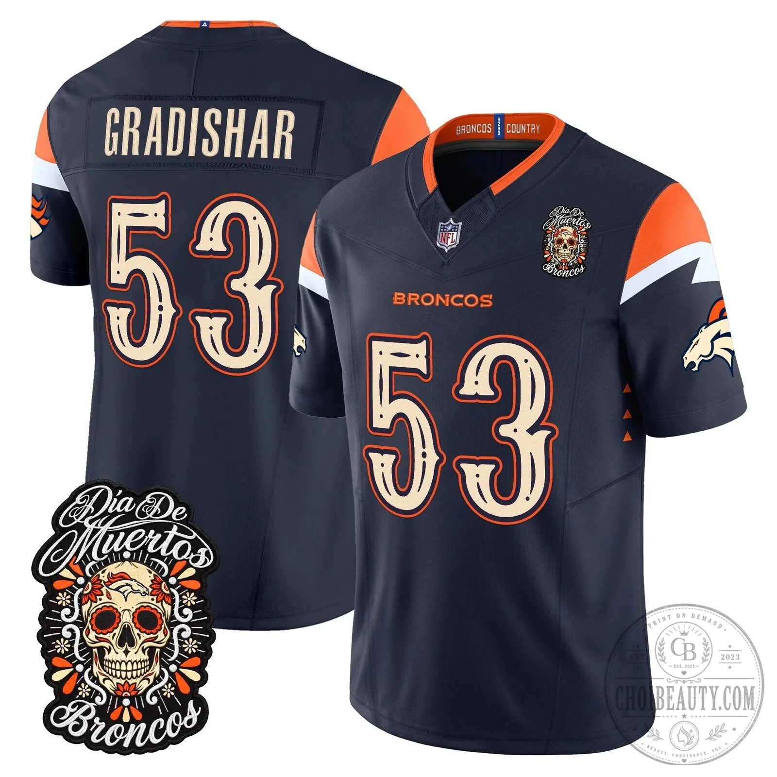 Denver Broncos Randy Gradishar Día de los Muertos Football Jersey