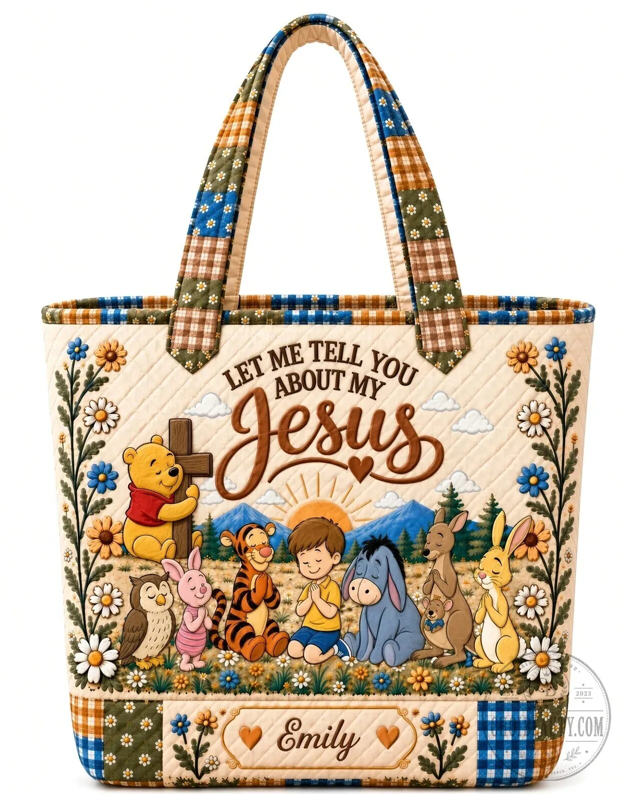 Let Me Tell You About My Jesus Winnie the Pooh and Friends Personalized Quilted Tote Bag 14 Let Me Tell You About My Jesus Winnie the Pooh and Friends Personalized Quilted Tote Bag