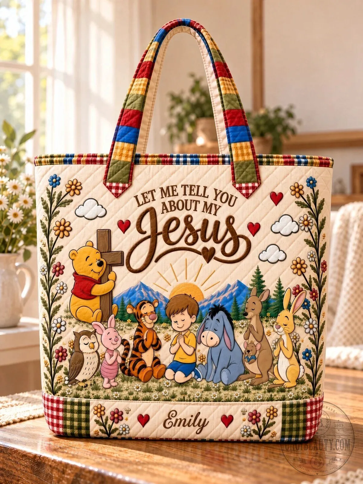 Let Me Tell You About My Jesus Winnie the Pooh and Friends Personalized Quilted Tote Bag 16 Let Me Tell You About My Jesus Winnie the Pooh and Friends Personalized Quilted Tote Bag