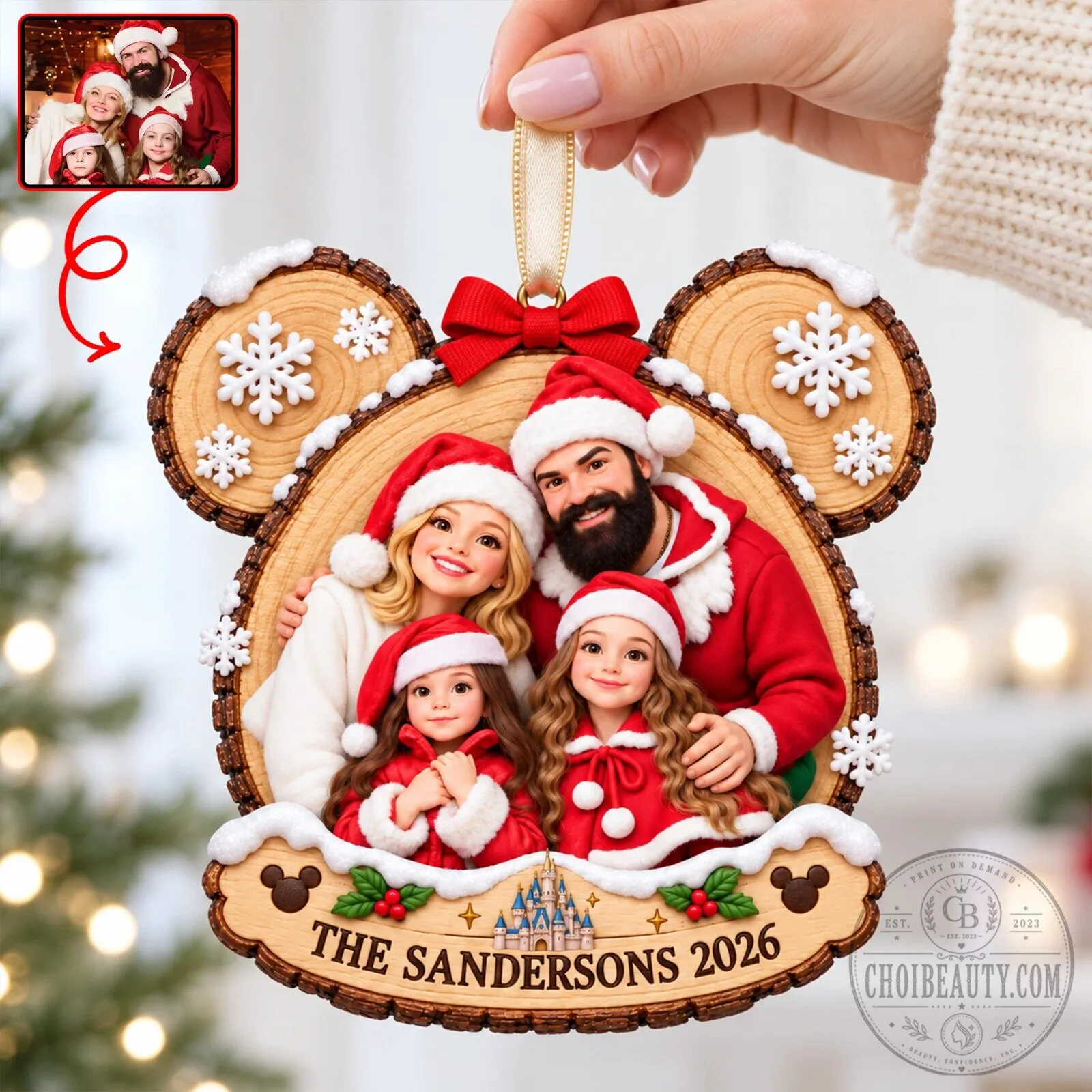 Personalized Family Christmas Ornament with Custom Photo and Name, Holiday Decor 9 Personalized Family Christmas Ornament with Custom Photo and Name, Holiday Decor